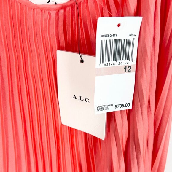 NWT A.L.C. Aries Pleated Satin Maxi Dress in Maillot - Picture 9 of 10
